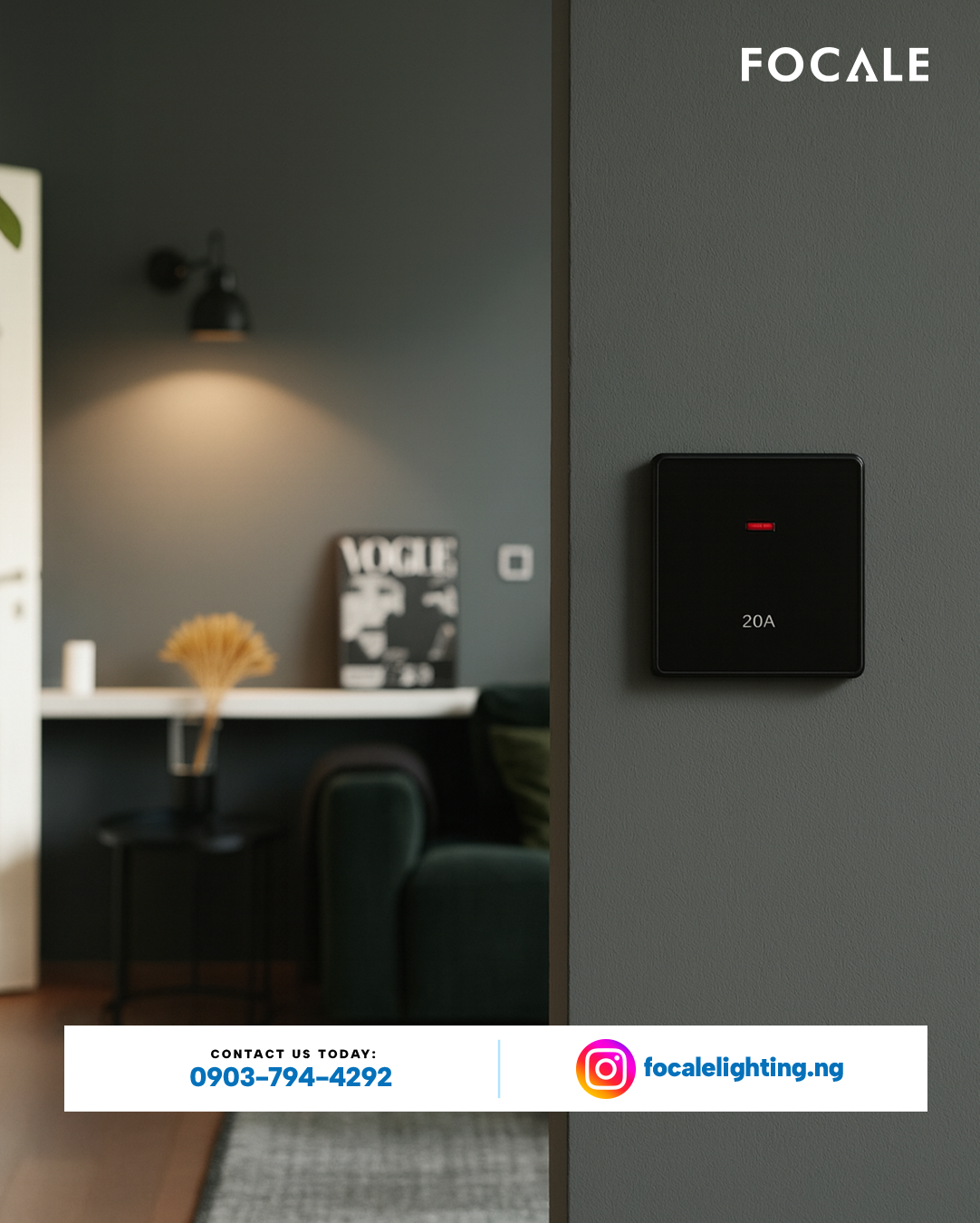 FL-S7.5 GLASS BLACK 20A Switch