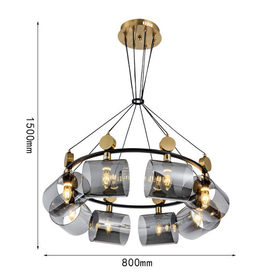 8-Cup-Glass LED Chandelier Electroplated Copper