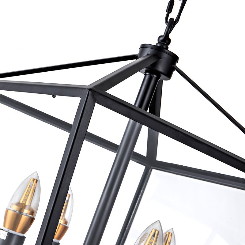 Black Pentagonal Lantern Drop-down Light