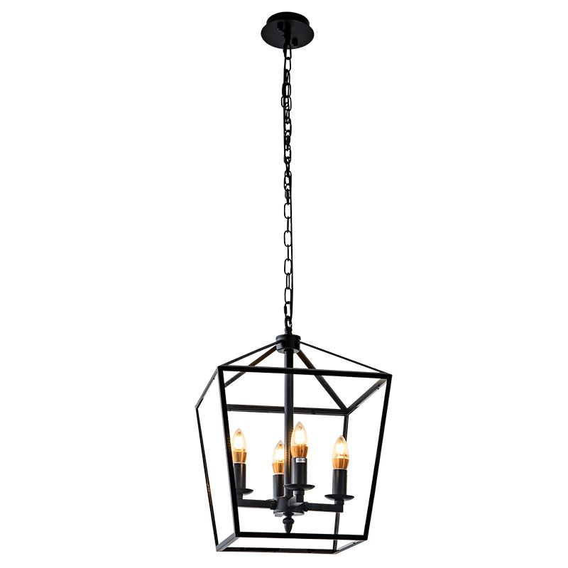 Black Pentagonal Lantern Drop-down Light