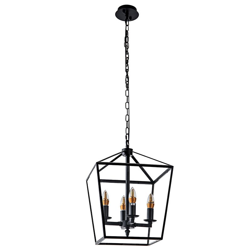 Black Pentagonal Lantern Drop-down Light