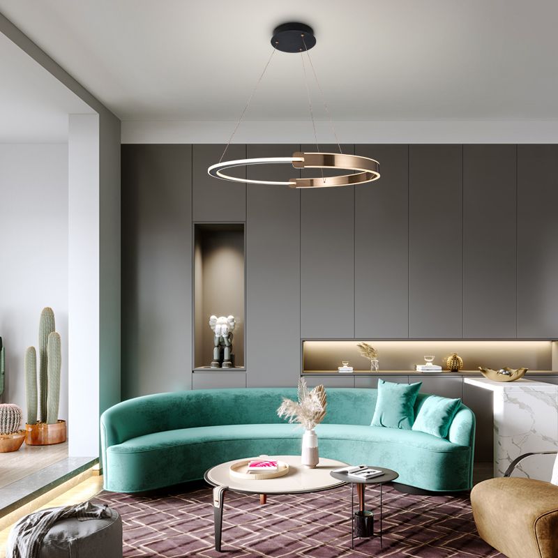 Double Half-Halo Pendant Light Gold