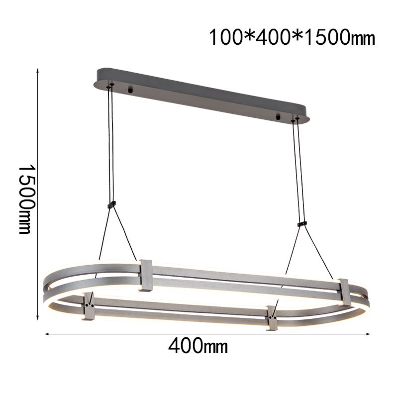 Double-oval lampshade LED Pendant light Grey