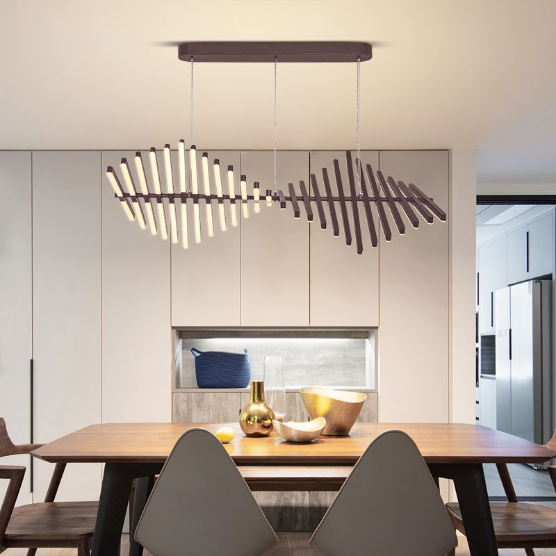 Fish Bone LED Pendant Light Copper