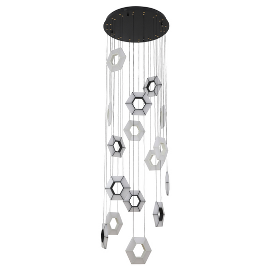 Modern Hexaplate Double Volume Chandelier