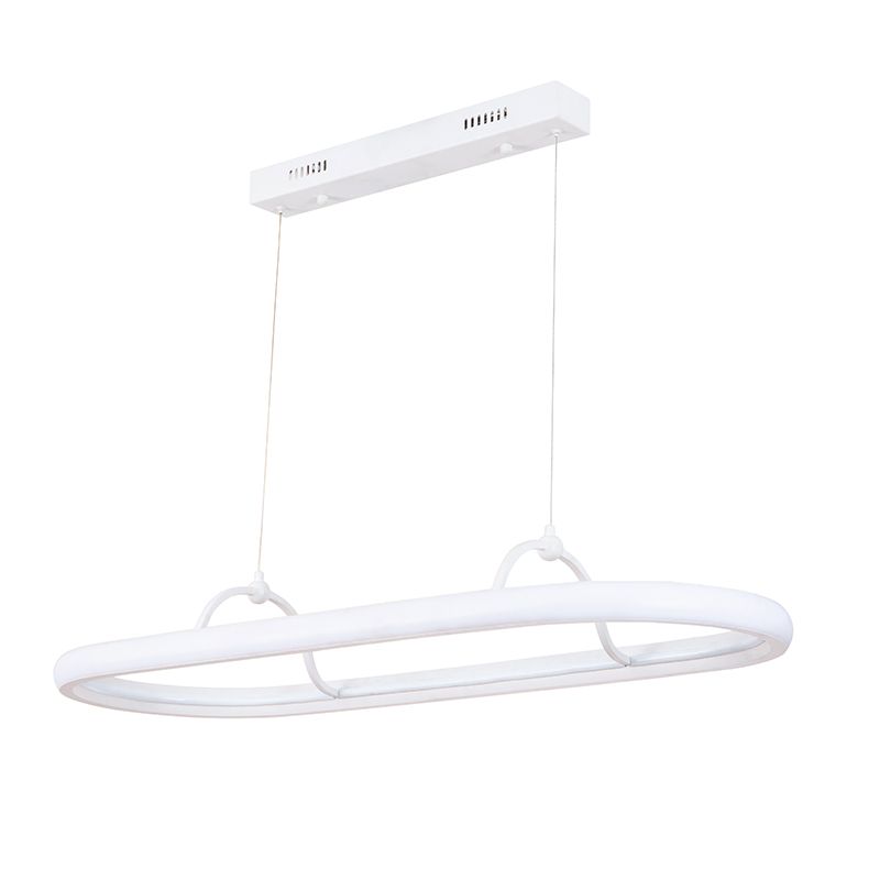 Modern Round Rectangle LED Pendant Light White