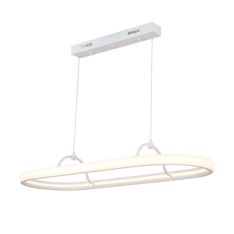 Modern Round Rectangle LED Pendant Light White