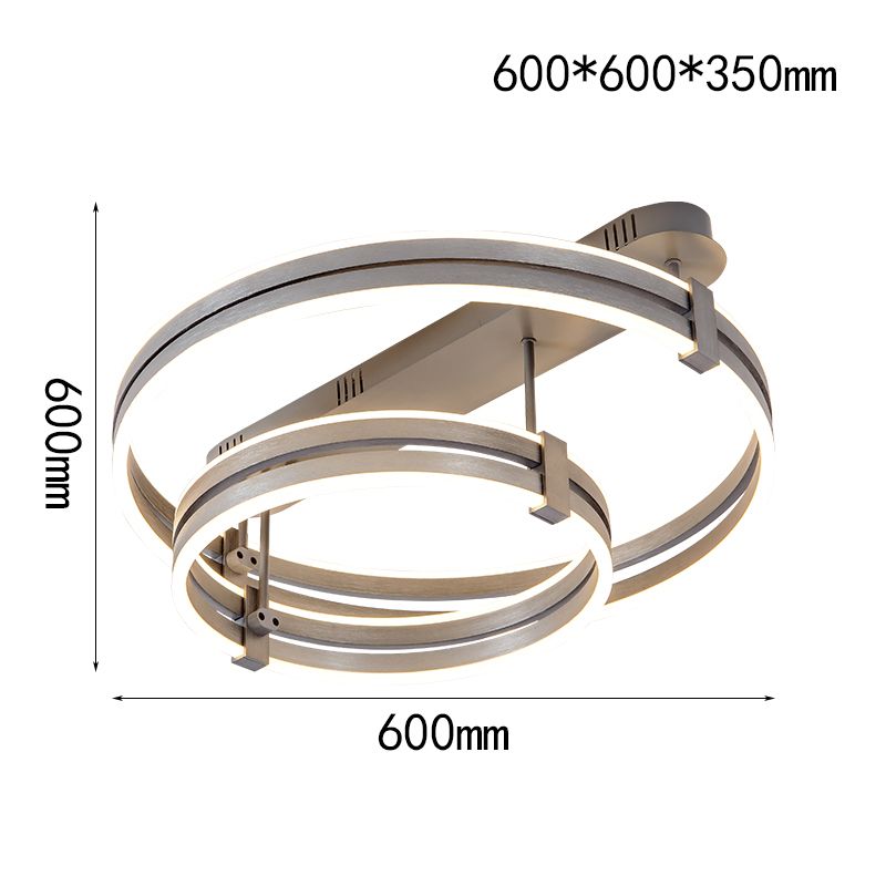 Pair-ring-Shaped LED Pendant light Oxidised Grey with Electroplated Copper