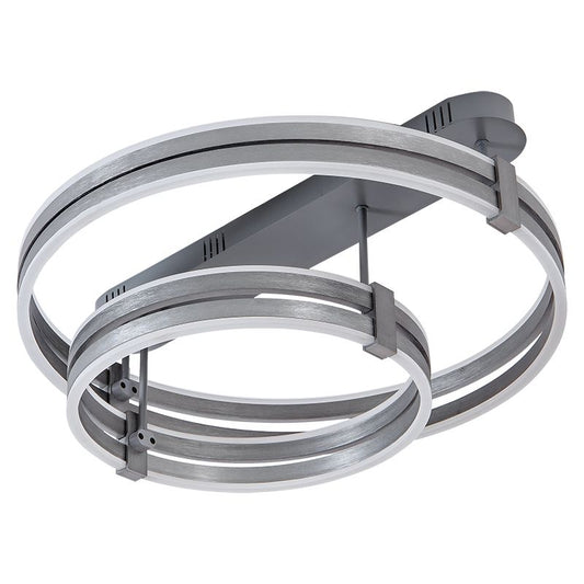 Pair-ring-Shaped LED Pendant light Oxidised Grey with Electroplated Copper