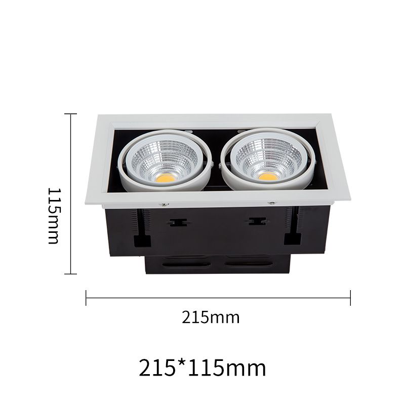 Dual COB LED Recessed Downlight - PL-LS53102 WH+BK 3000K