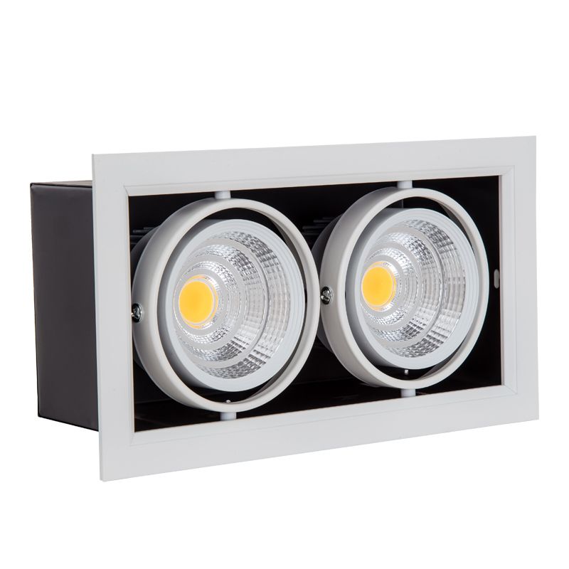 Dual COB LED Recessed Downlight - PL-LS53102 WH+BK 3000K