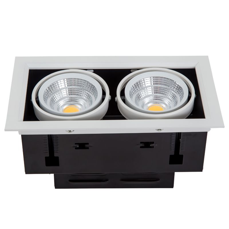 Dual COB LED Recessed Downlight - PL-LS53102 WH+BK 3000K