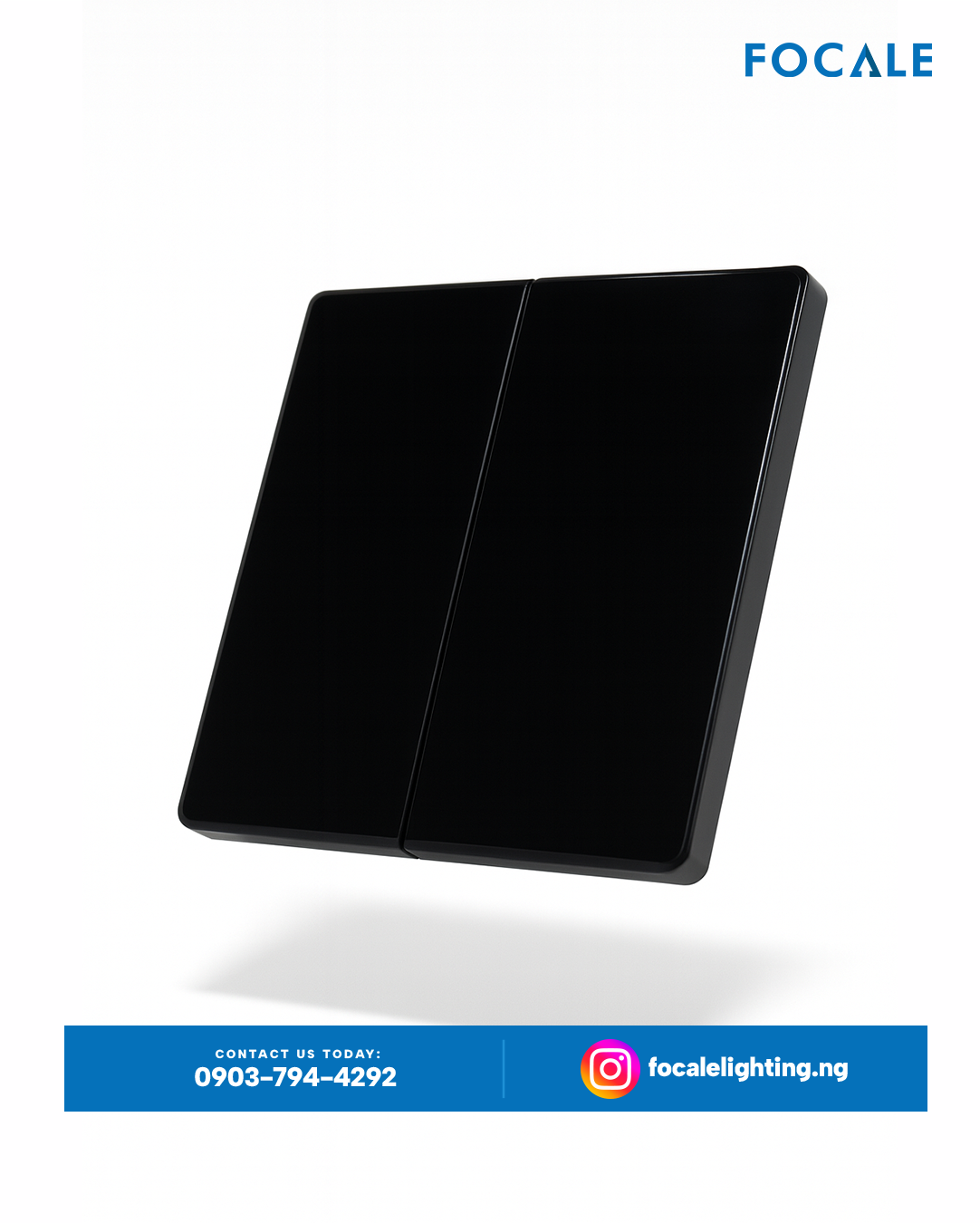 FL-S7.5 GLASS BLACK 2 Gang 2 Way