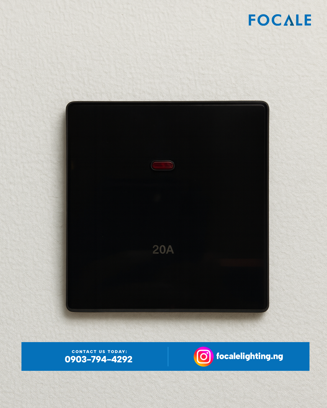FL-S7.5 GLASS BLACK 20A Switch