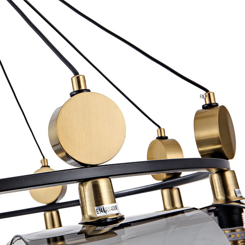 8-Cup-Glass LED Chandelier Electroplated Copper