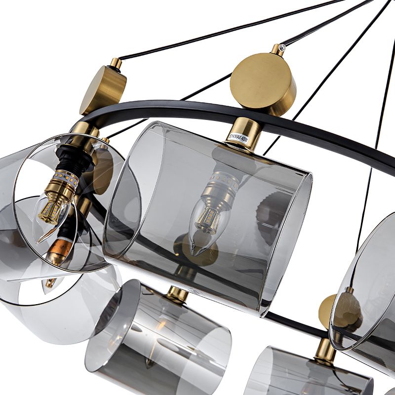 8-Cup-Glass LED Chandelier Electroplated Copper