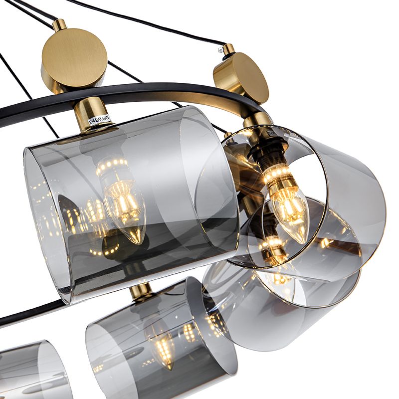 8-Cup-Glass LED Chandelier Electroplated Copper