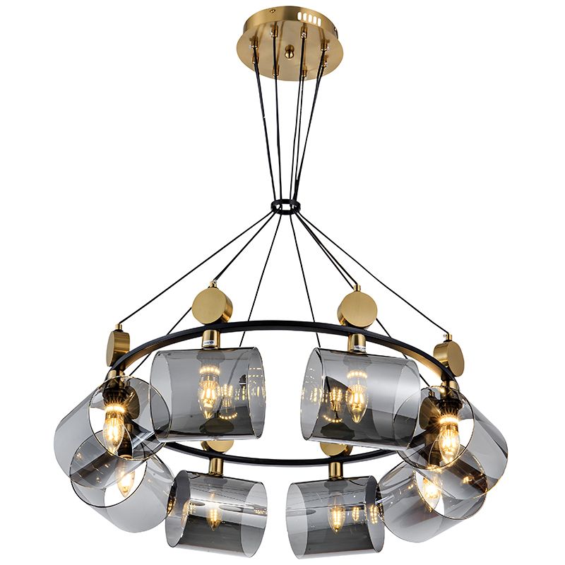 8-Cup-Glass LED Chandelier Electroplated Copper