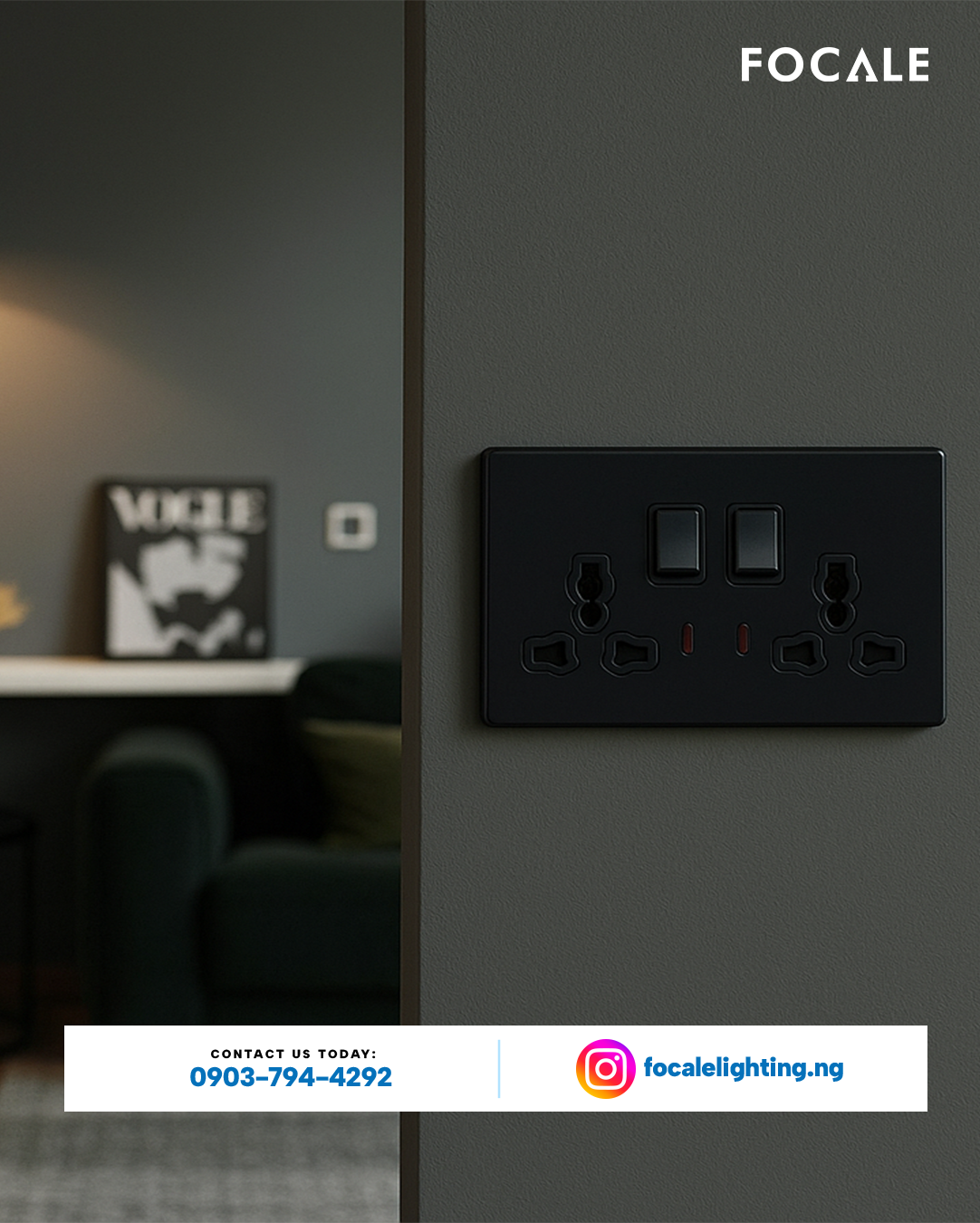 FL-S7.5 GLASS BLACK Double 3 Pin Socket