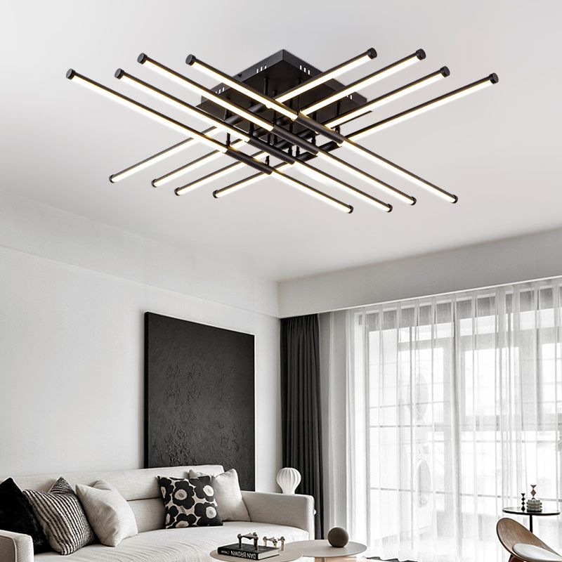 Crossline-mat LED Ceiling-Mounted light Sandy Black