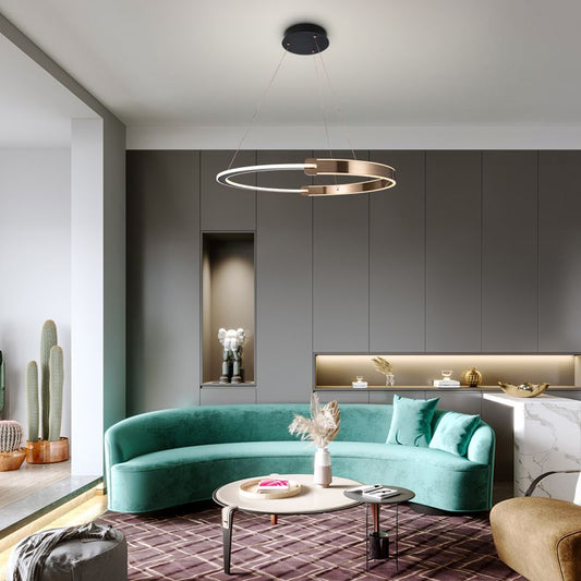 Double Half-Halo Pendant Light Gold