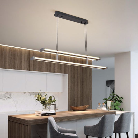 Linear-shaped LED Pendant light Aluminum Oxidized Grey with Electroplated Copper
