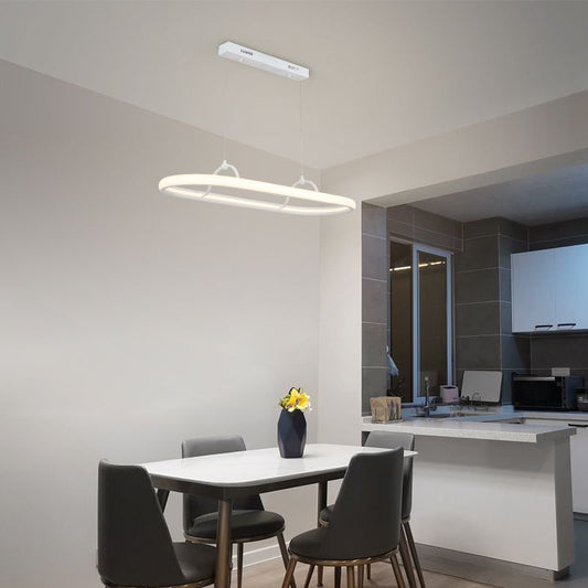 Modern Round Rectangle LED Pendant Light White