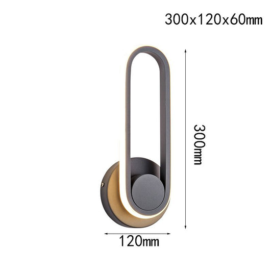 Oval LED wall light 330Â° Degrees Rotatable Sandy Black