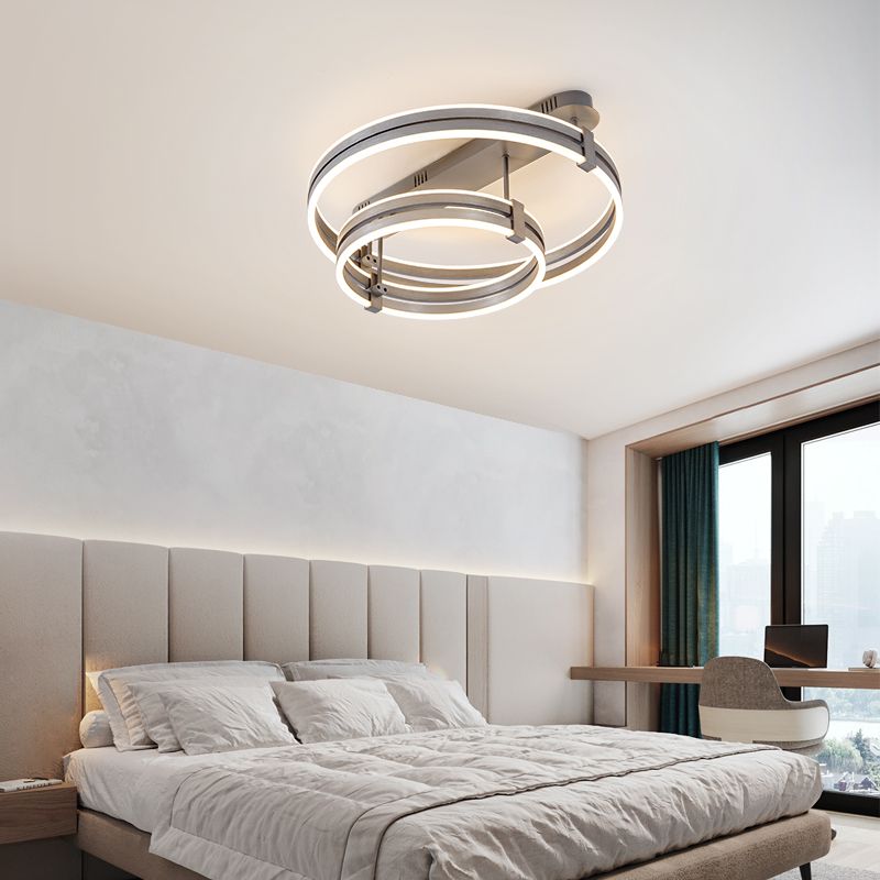 Pair-ring-Shaped LED Pendant light Oxidised Grey with Electroplated Copper