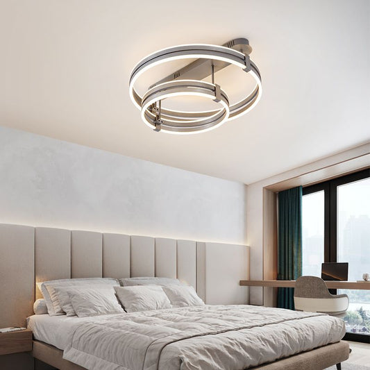 Pair-ring-Shaped LED Pendant light Oxidised Grey with Electroplated Copper