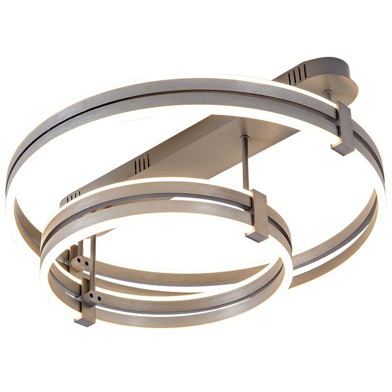 Pair-ring-Shaped LED Pendant light Oxidised Grey with Electroplated Copper