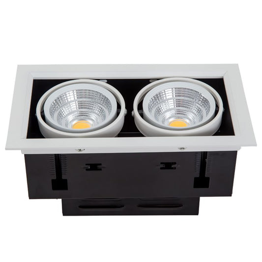 Dual COB LED Recessed Downlight - PL-LS53102 WH+BK 3000K