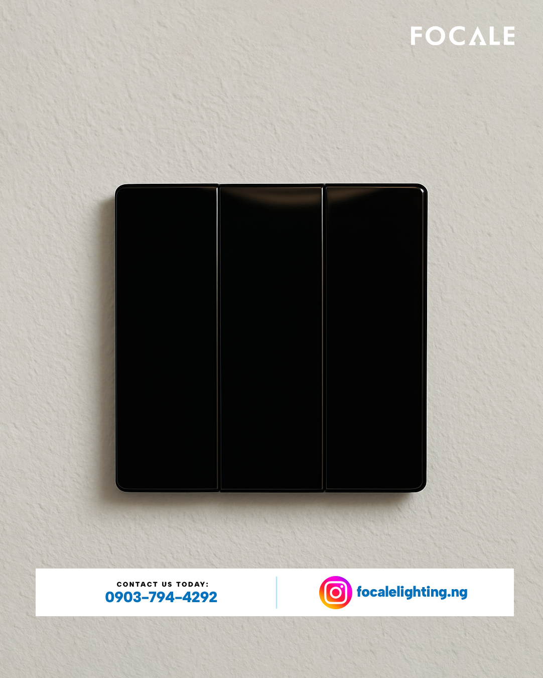 FL-S7.5 GLASS BLACK 3 Gang 2 Way